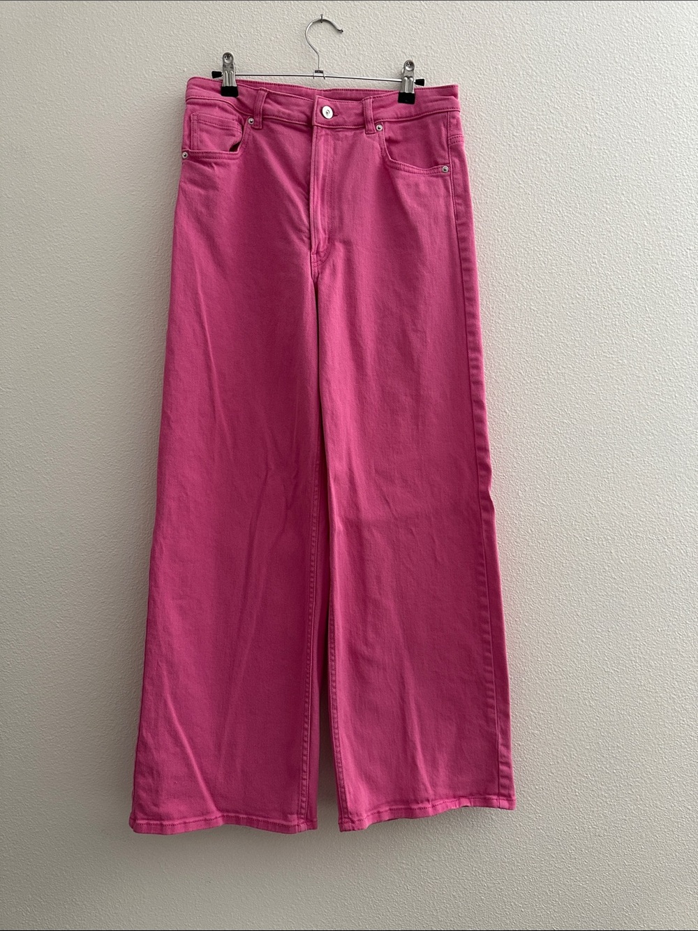 Divided H&M High-Rise Wide Leg Jeans - Pink 10